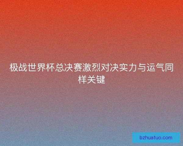 极战世界杯总决赛激烈对决实力与运气同样关键