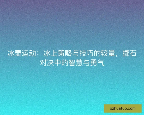 冰壶运动：冰上策略与技巧的较量，掷石对决中的智慧与勇气